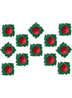 Shreeji Traditional Clay Diya Set – 12-Piece Handmade Collection In Green & Red 1