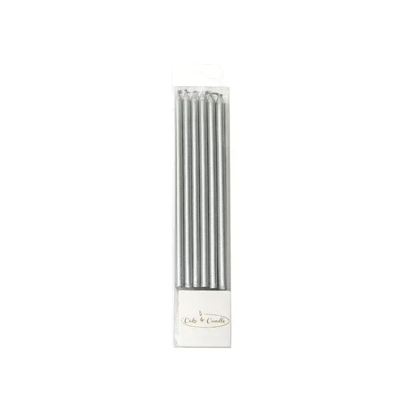 Silver Metallic Pillar Candles – Shimmering Reflective Finish 1