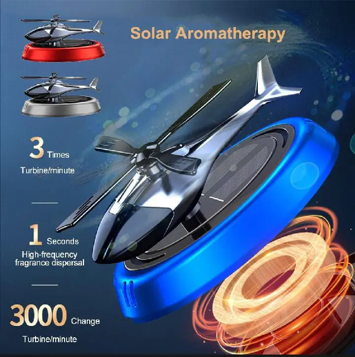 Solar-Powered Dashboard Helicopter Air Freshener – Rotating Design 1
