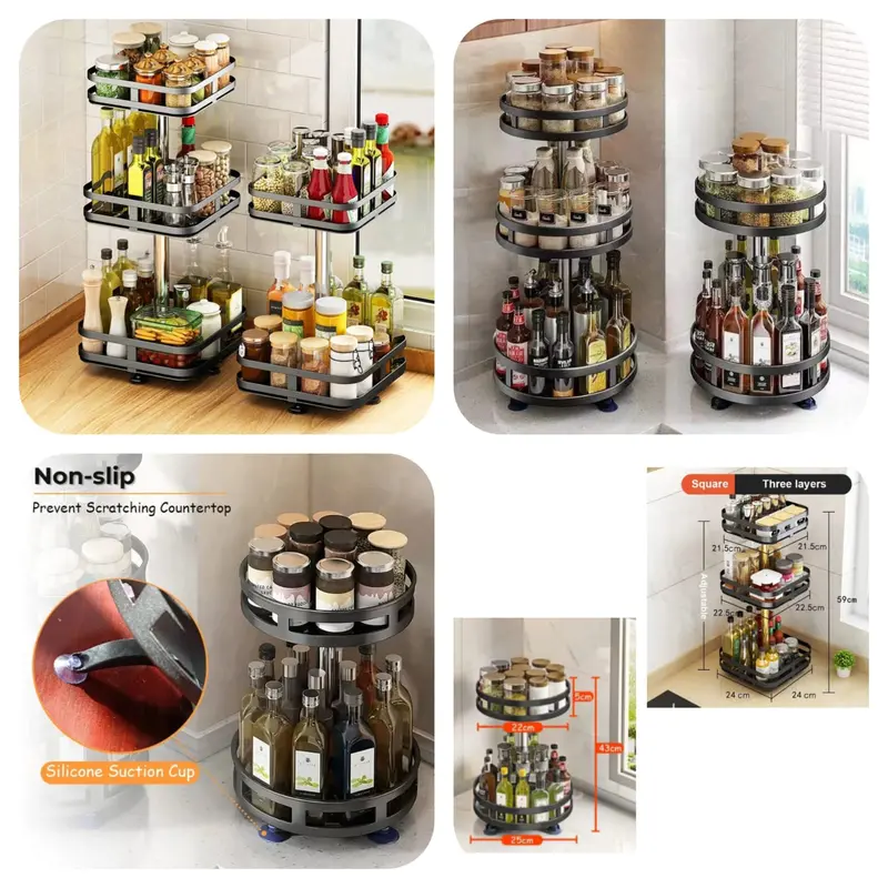 Swivel Iron Storage Rack – Heavy-Duty Rotating Metal Organizer 1