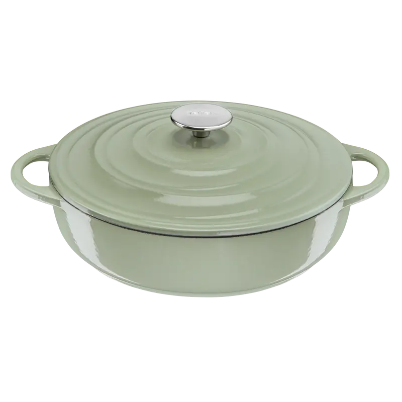 Tefal Lov Cast Iron Shallow Pot In Green Lichen (28 Cm / 3.8 L, Induction) 1