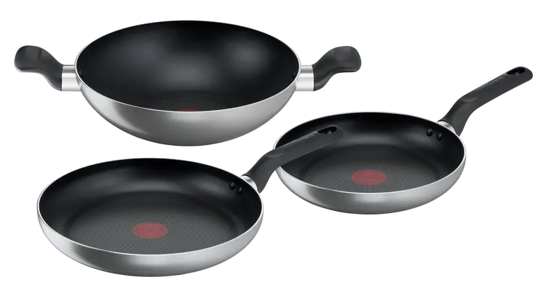 Tefal Matt Grey 3-Piece Cookware Set (24Cm & 28Cm Frypans, 28Cm Wok) – User Manual And Faq 1