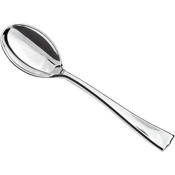 Visions 4-Inch Silver-Tone Plastic Tasting Spoon – Pack Of 12 1