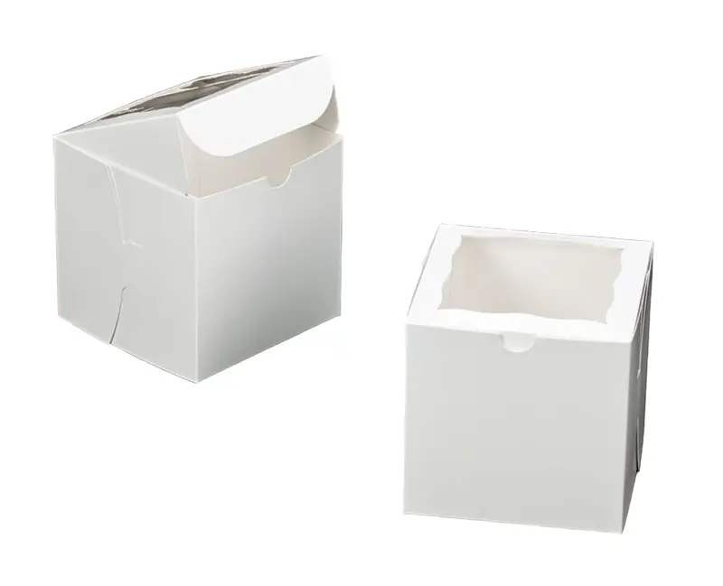 White Lock-And-Tab Gift Box With Clear Window (6" X 6" X 6") 1