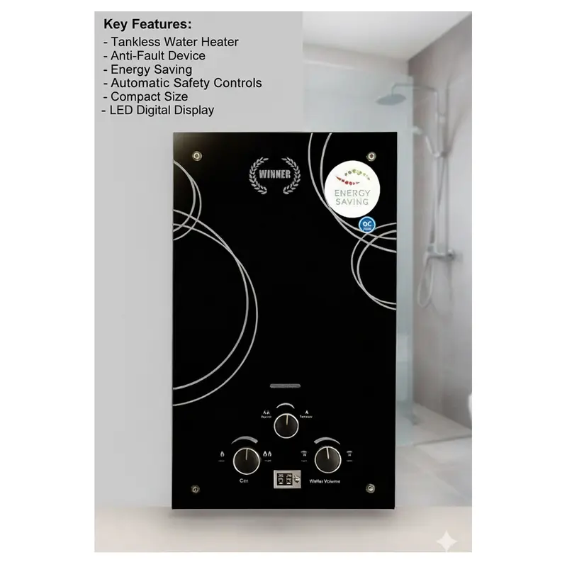 Winner 7L Instant Gas Geyser – Tempered Glass Front Panel 1