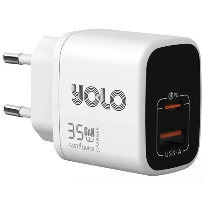 Yolo Y-351 Compact Dual-Port Wall Charger – 35W Gan 1